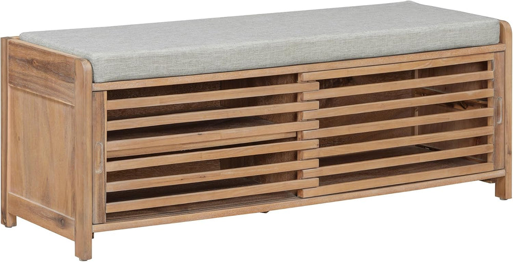 Ball & Cast Entryway Storage Bench with Shutter Doors, 43.3" Wooden ...