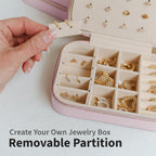 Small Travel Jewelry Box Organizer for women & Girls, Portable Small Travel Jewelry Case Organizer for Traveling, PU Leather Mini Box for Earrings, Necklaces, Rings, Bracelets - Pink