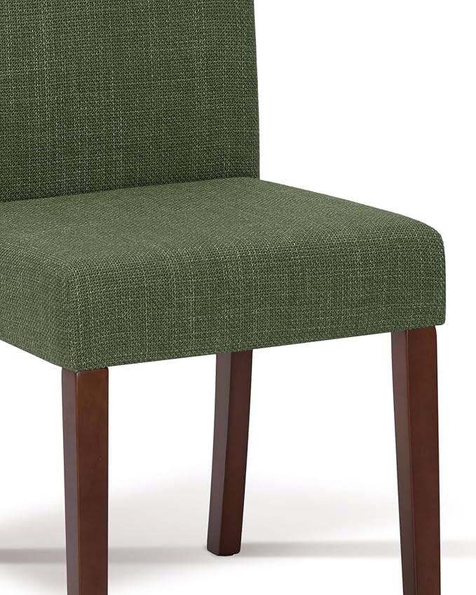 Upholstered Dining Chairs Set of 4 - Line Fabric Modern Farmhouse Kitchen Chairs,Mid-Back Dining Room Chairs with Wooden Legs