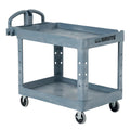 Rubbermaid Commercial Products BRUTE Heavy Duty 2-Shelf Utility/Service Cart, Medium, Lipped Shelves, Ergonomic Handle, 500 lbs. Capacity, Gray, for Warehouse/Garage/Cleaning/Maintenance/Stadiums
