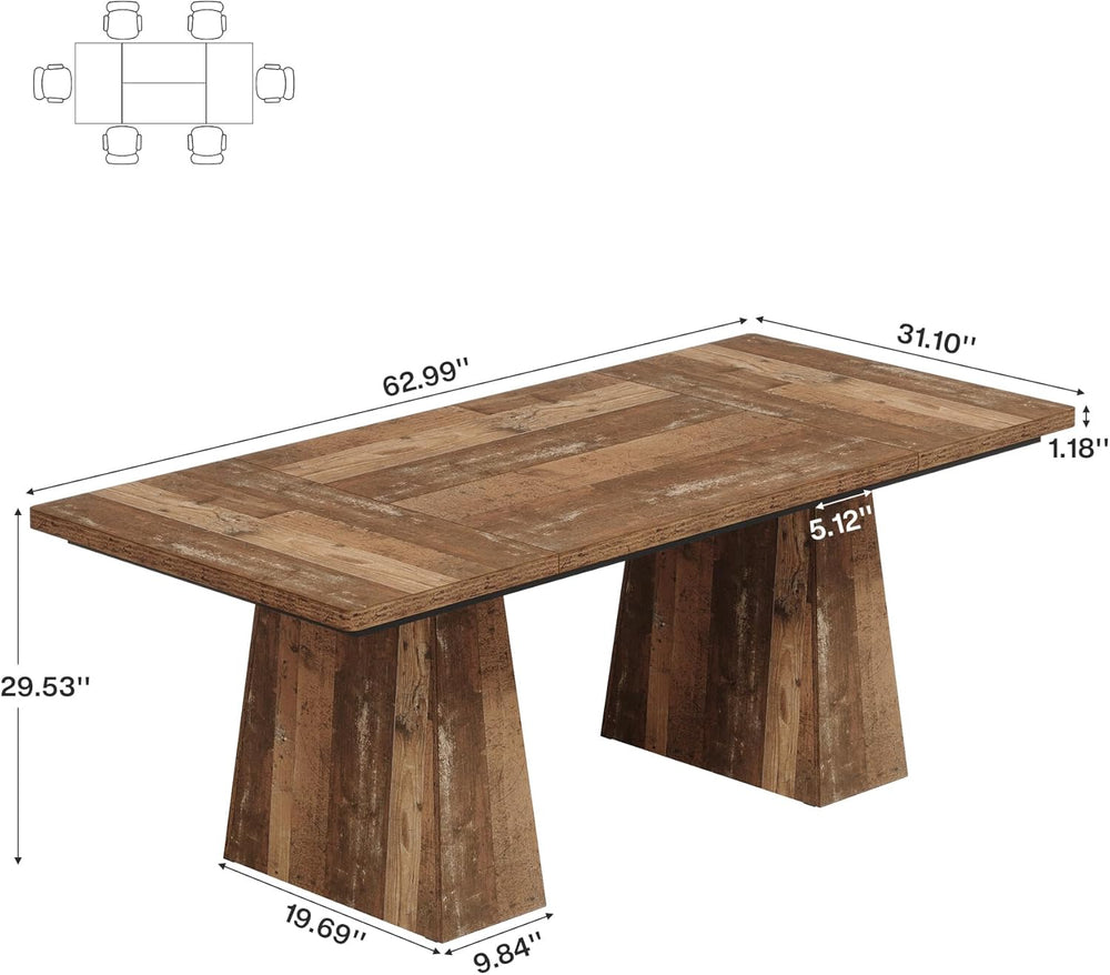 Tribesigns Dining Table for 4-6, 63-Inch Modern Kitchen Table with Sturdy Tap...