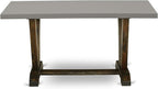 East West Furniture V797FL716-7 7 Piece Dining Room Furniture Set Consist of a Rectangle Dining Table with V-Legs and 6 Dark Khaki Linen Fabric Parsons Chairs, 40x72 Inch, Multi-Color