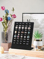 Ring Board Display Stand,Velvet Jewelry Earring Organizer Holder for Selling,Vendors Storage Tray for Multiple Rings (Black*2)