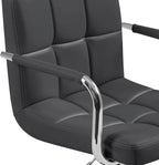 Yaheetech Bar Stools Set of 4, PU Leather Adjustable Barstools with Armrest, Counter Height Stool Chairs with Thickened Seat Cushion for Kitchen Island, Grey