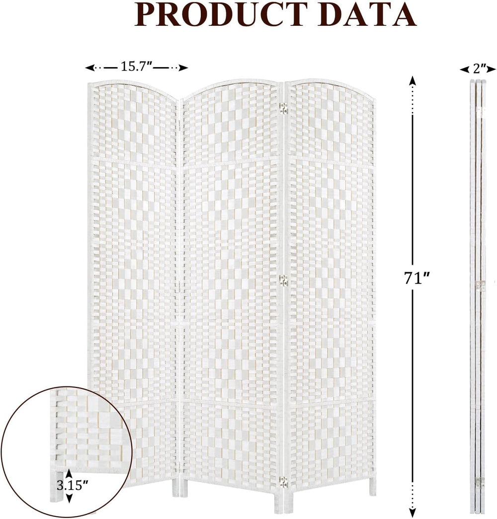 HALLYBEE Room Divider Panel,3 Panel Partition Room Dividers Screen, White