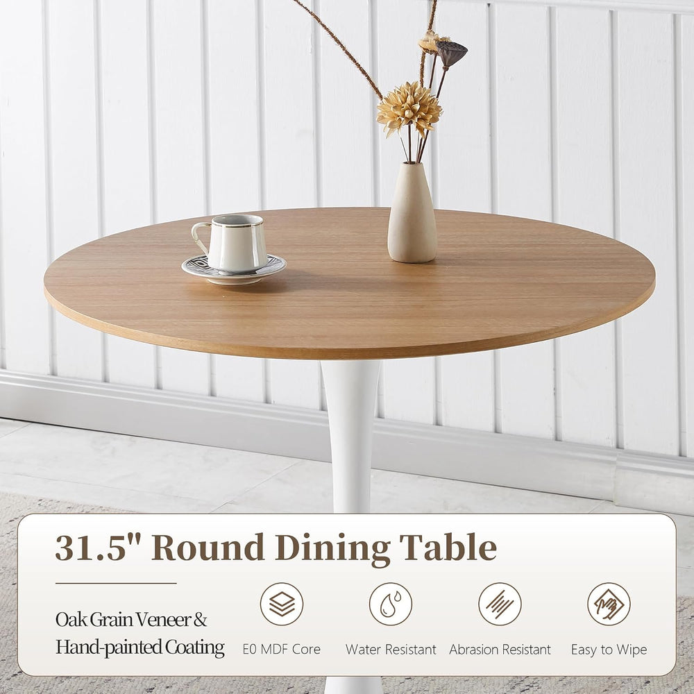 31.5 Inch Round Dining Table,Mid-Century Tulip Table with Metal Pedestal Base...