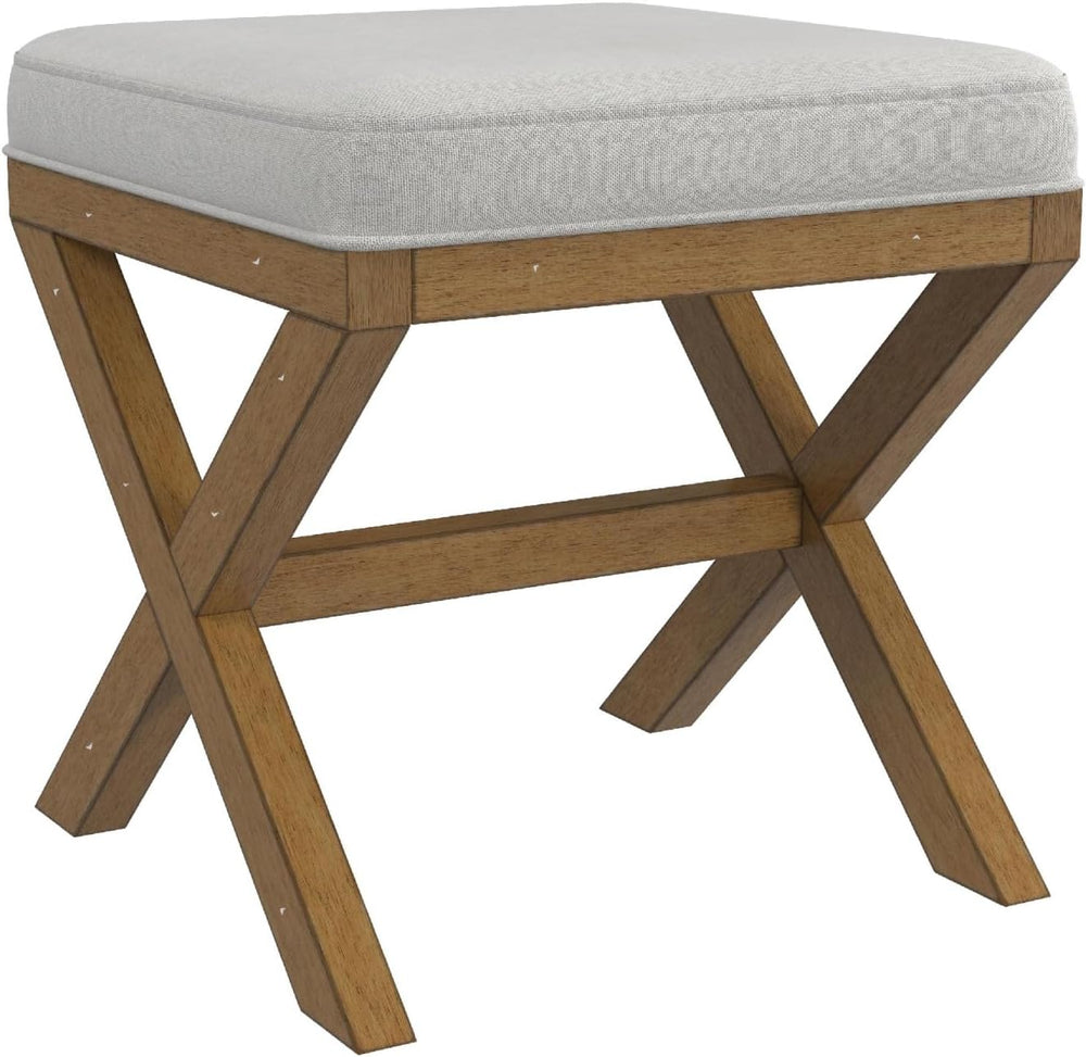 Hillsdale Somerset Backless Wood Vanity Stool for Makeup Room or Bathroom, Da...