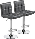 Yaheetech Bar Stools Set of 2, Adjustable PU Leather Swivel Barstools, Modern Counter Stools with Back and Footrest, Counter Height Barstools for Bar, Kitchen, Dining Room, Gray