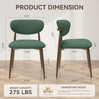 Dining Chairs Set of 6, Curved Back Kitchen Room Chairs with Metal Legs and Anti Slip Pads, Upholstered Dining Chair for Home and Restaurant, Green