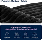 Avenco 35.4” Modular Ottoman, Corduroy Fabric, Zero Assembly Multifunctional Footrest or Extra Seat for Sectional Sofa, Black
