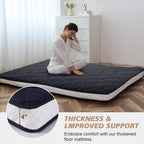 Twin Size Futon Mattress -4in Extra Thick Foldable Japanese Floor Mattress - Super Soft Fuzzy Sleeping Pad for Adults - Tatami Mat Suitable for Camping & Guest & RV Mattress- Diamond Black