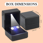 Novel Box Square Shaped Black Earring Box With LED Light 2.25X2X2.5 Inches - Jewelry Earrings Case Best for Jewelry Displays - Gift Box for Mother's Day, Engagement, Anniversary & more Happy Occasions