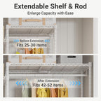 VIPEK X3 Plus Large Expandable Closet Rack Adjustable from 5'10" to 8'8" with Extendable Shelves and Hanger Rods, Freestanding Clothing Racks Modular Closet Systems Wardrobe, Max Load 1360LBS, White