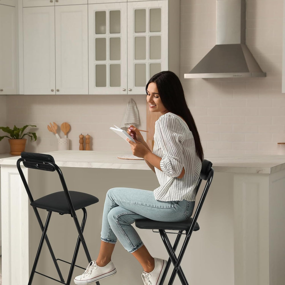 Thyle 1 Pcs Folding Bar Stool with Backrest Counter Height Seat,25.5 Inch | T...