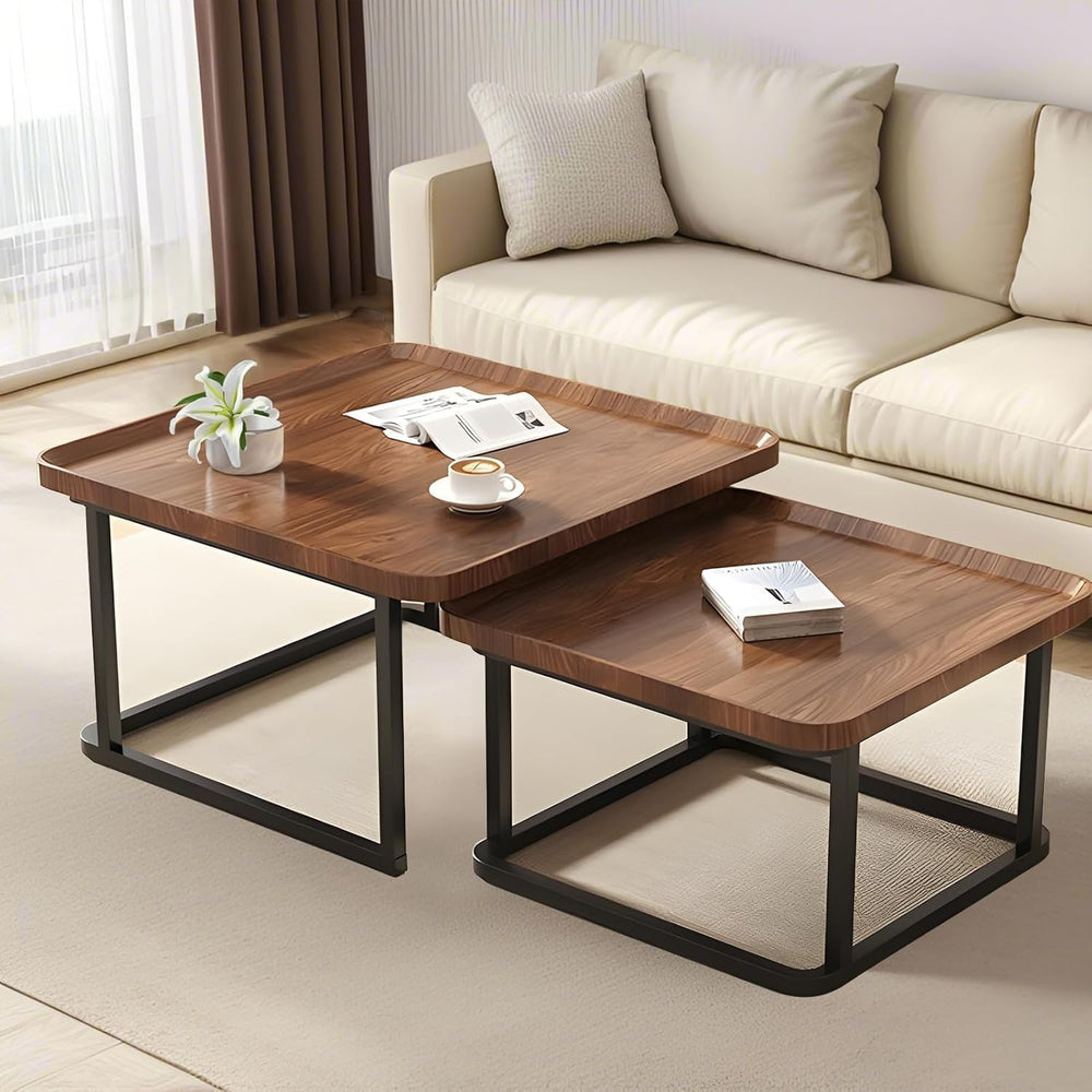 Nesting Coffee Table Set of 2, 23.6"+19.7" Nesting Tables | Small S...