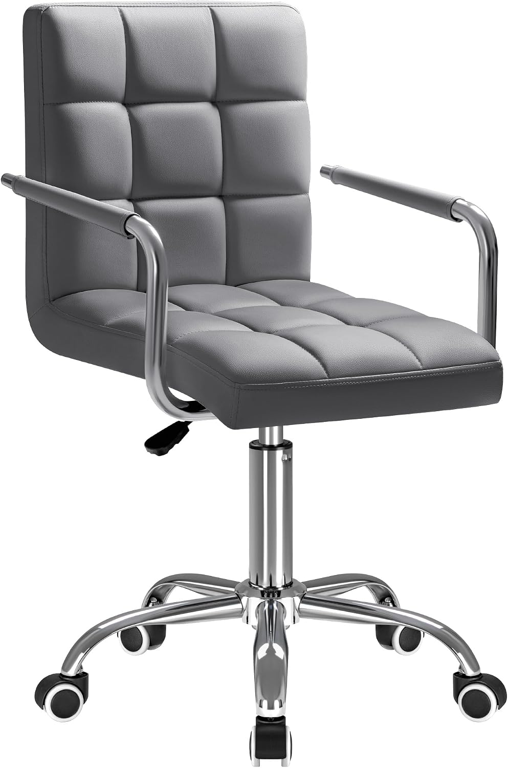 Furmax Small Office Chair with Wheels,Vanity PU Leather Desk Chair Modern Adj...
