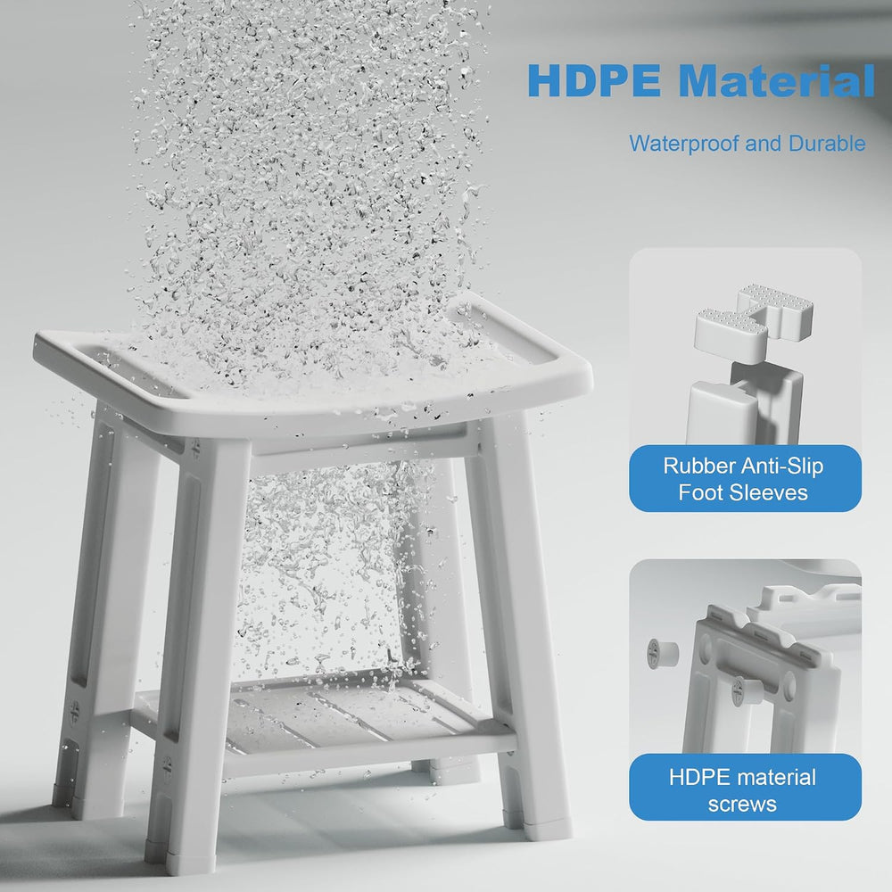 Shower Chair for Inside Shower, Shower Stool with Anti-Slip Foot Covers hold ...