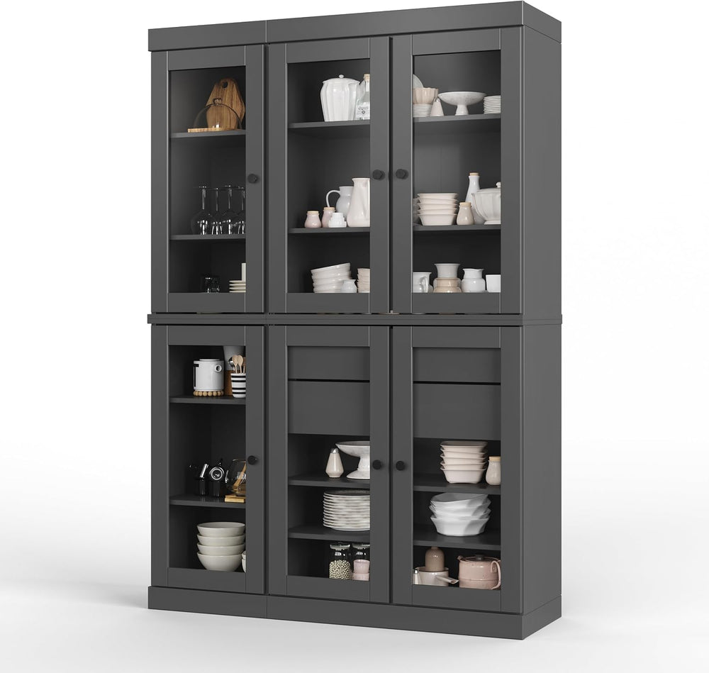 Palace Imports 100% Solid Wood 48.5" Pantry China Cabinet with Clear Gla...