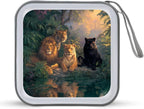 Tiger Lionpanther Print CD Case 40 Capacity DVD Case Holder Wallet Organizer for Car Home