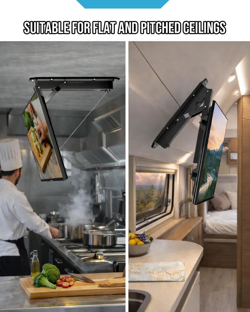 Electric Ceiling TV Mount with Remote - Motorized Ceiling TV Mount for Flat a...