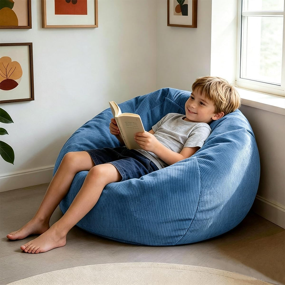 LPMOERA 3FT Memory Foam Filling Bean Bag Chair Blue | Skin-Friendly,Hidden Zi...
