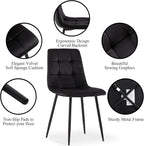 NORDICANA Black Dining Chairs Set of 4, Modern Kitchen & Dining Room Chairs for 4, Upholstered Velvet Cushion Seat and Metal Legs (4 Black Chairs)