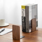 Muso Wood Book Ends for Shelves, Non-Slip Bookends, Heavy Duty Wooden Bookend Support for Books and Movies (Walnut 1 Pair)