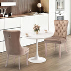SoarFlash Kitchen Table and Chairs for 2, 24" Dining Table Set for 2 with Velvet Upholstered Chairs, 3 Piece Round Kitchen Table Set, Dining Room Table Set for Small Space, Apartment