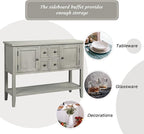 Merax Modern Wood Buffet Table with Storage Shelf, 2 Drawers and 2 Cabinets Buffet Coffee Bar Cabinet for Living Room Dinning Room Kitchen (Antique Gray)