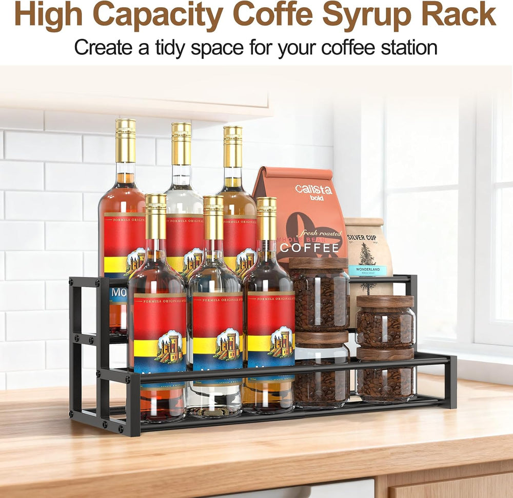 Expandable Coffee Syrup Organizer, Enlarged 6-12 Bottles Syrup Stand | Width ...