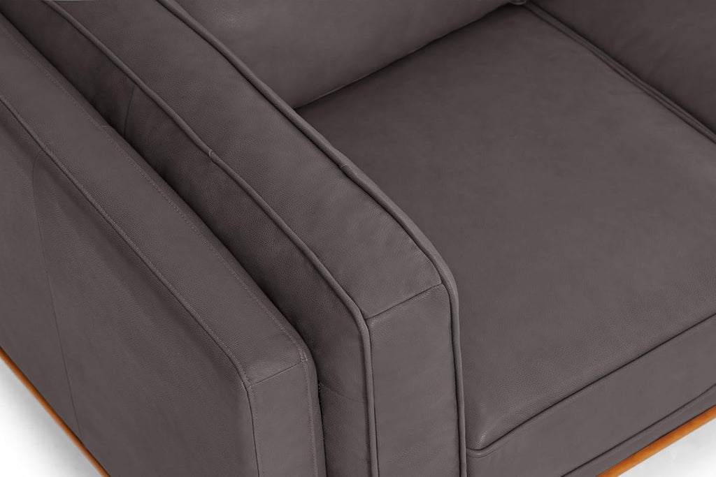 Valencia Artisan Full Leather Sofa 88” - Pure Full Italian Nappa Leather Couch, Solid Wood Accent, Ultimate Comfort, Modern Grey