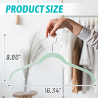 Velvet Hangers 50 Pack – Slim Non-Slip Flocked Hangers with Notches, Space-Saving Closet Organizer for Dresses, Blouses, Coats(Green)