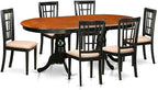 East West Furniture PLNI7-BCH-C 7 Piece Dining Room Furniture Set Consist of an Oval Kitchen Table with Butterfly Leaf and 6 Linen Fabric Upholstered Chairs, 42x78 Inch, Black & Cherry