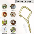 10 PCS Eye Screw Hooks for Hanging Heavy Duty with Safety Buckle.Metal Ceiling Hooks for Hanging Plants,Cup,Wind Chime,Bird Feeders,christmas String Lights at Indoor&Outdoor,2.36 Inch(No Drill Bit)