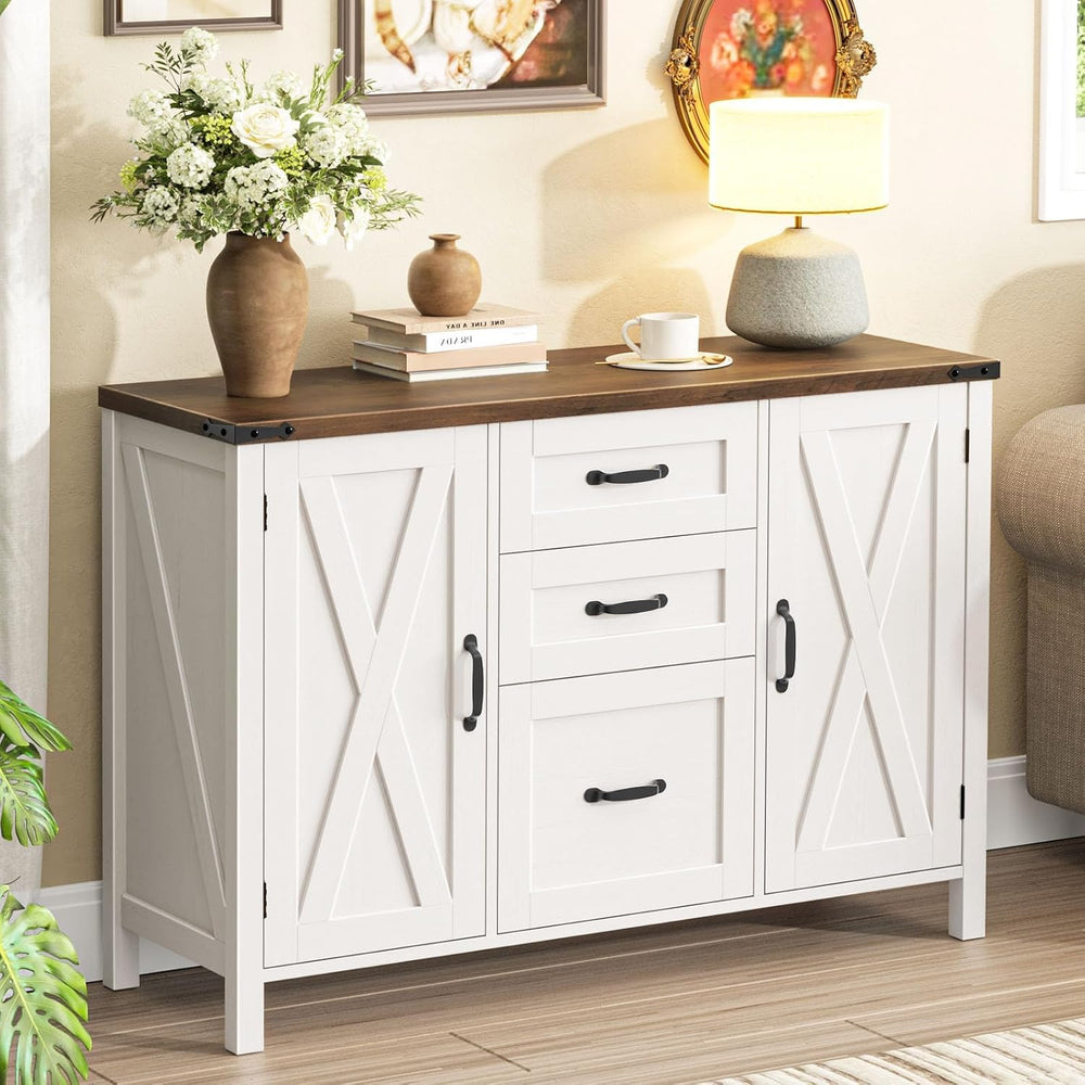 Vabches File Cabinet with 3 Drawers Fits Files Letter/A4 Size, Rustic White |...