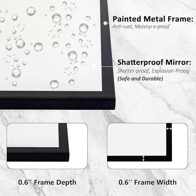 Arched Mirror Wall Decor, 36"x24" Large Vanity Mirror for Wall with Antique Black Metal Frame, Scalloped Entryway Mirror, for Bathroom, Living Room, Bedroom