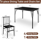 Vipbear Kitchen Dining Table Set for 4, 5-Piece Kitchen Table Set with 1.6“ Thick Tabletop,Dining Room Table Sets,Kitchen Table Set with 4 Chairs for Small Space, Dinette,Apartment,Retro Black