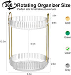 GTI 360°Rotating Makeup Organizer, 2 Tier Bathroom Counter Organizer,Large Capacity Perfume Cosmetics Skincare Vanity Organizers, Dresser Spinning Countertop Organizer and Storage for Women (Clear)