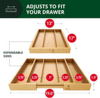 ROYAL CRAFT WOOD Luxury Bamboo Kitchen Drawer Organizer - Silverware Organizer - Utensil Holder and Cutlery Tray with Grooved Drawer Dividers for Flatware and Kitchen Utensils (5 Slot, Natural)