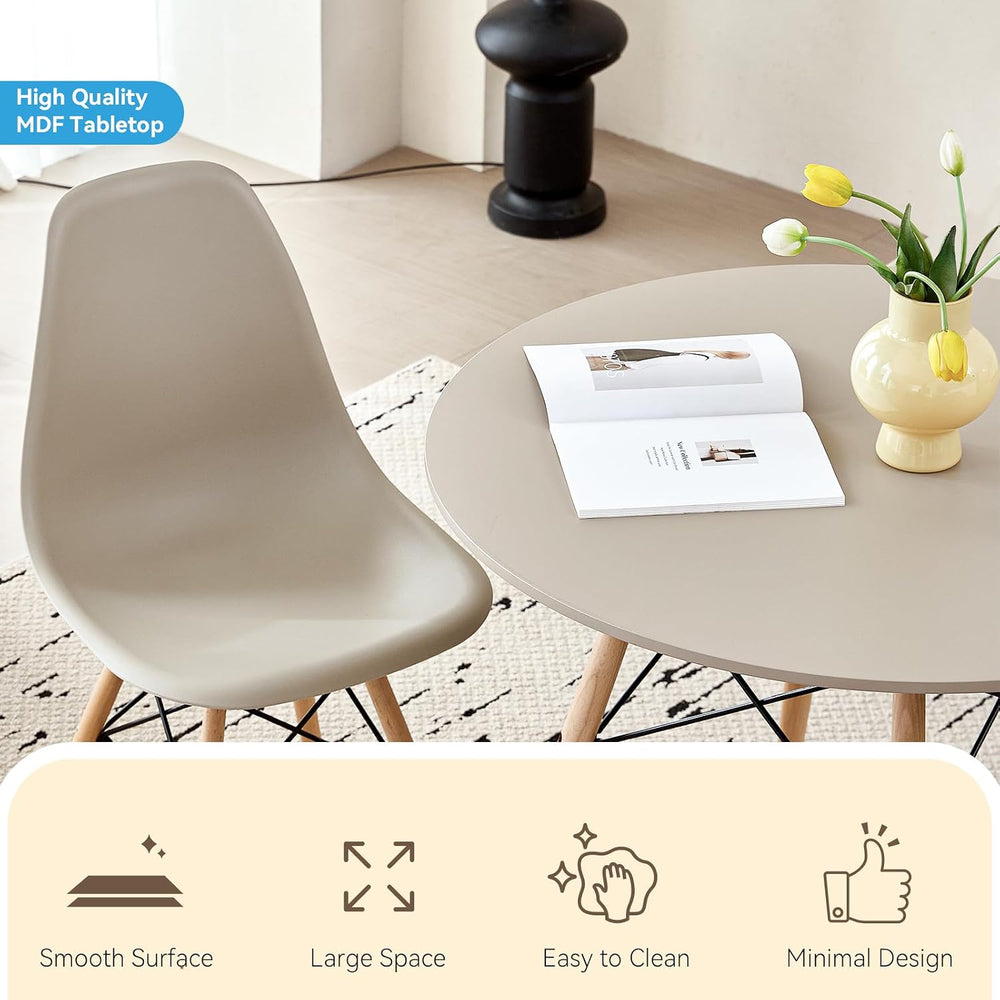 5-Piece Round Dining Set, 35.5" Sand Table Chairs Set of 4 | Kitchen Tab...