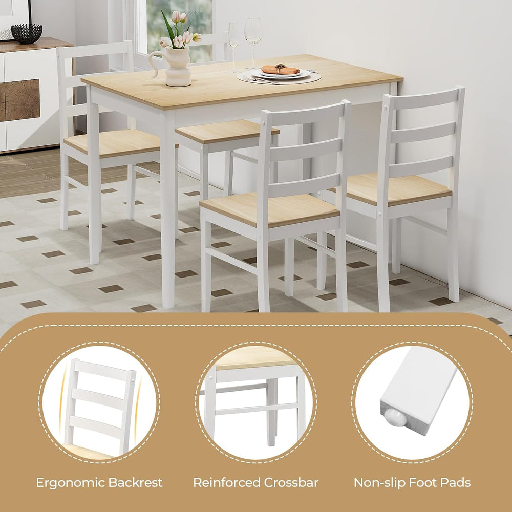 Tangkula Mid-Century Modern Dining Table Set for 4, Wood Kitchen Table Set