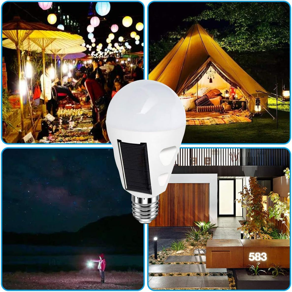 4 Pack LED Solar Emergency Light Bulbs for Home Power Failure, E26/E27 7W Rec...