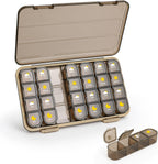 Pill Organizer 4 Times A Day, 7 Day Pill Box 4 Times A Day - Acedada Weekly Medicine Box Organizer with Separate Case, Portable Daily Pill Container Dispenser for Vitamin Fish Oils Supplements, Brown