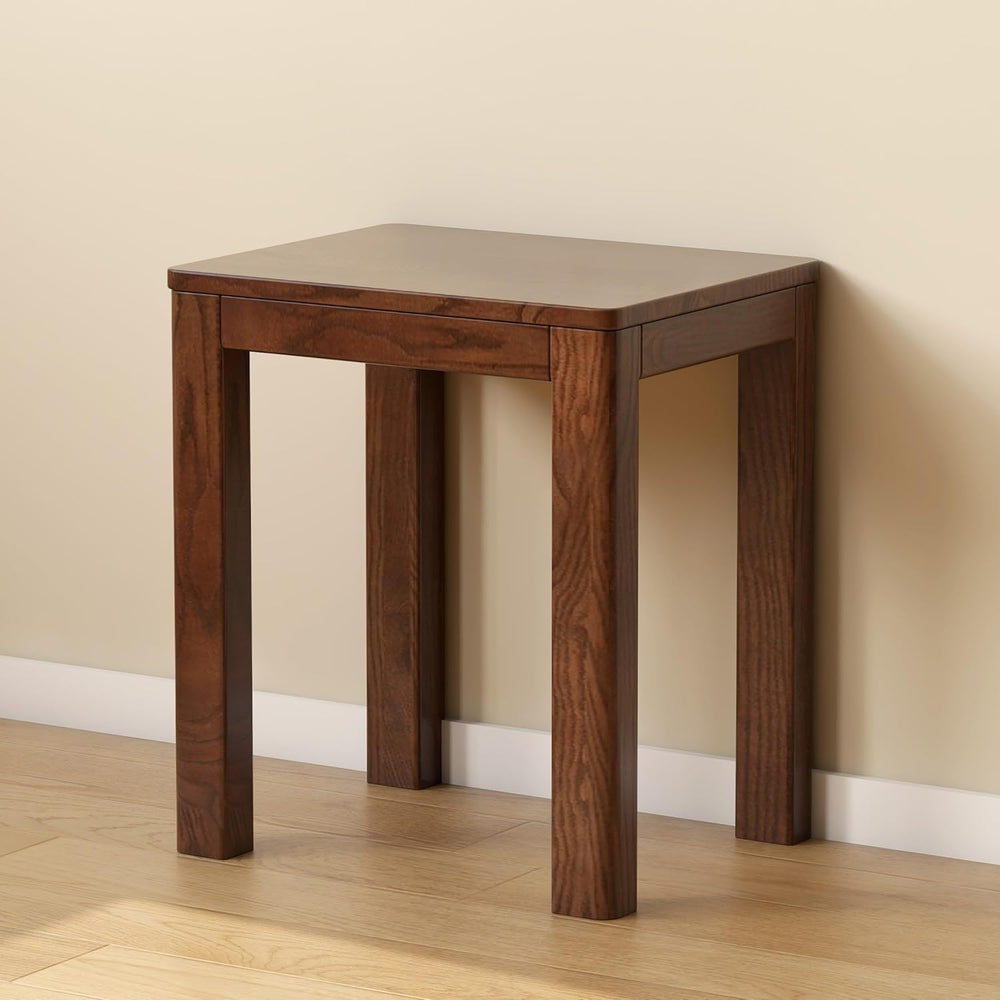 100% Solid Wood Stool, Walnut Wood Ottoman Footrest Stool Vanity Chair Bench ...