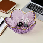 Purple Glass Jewelry Dish Tray, Birthday Gifts for Mom, Crystal Ring Holder for Women, Small Flower Ring Dish Jewlery Plate, Engagement Trinket Jewelry Tray, Nightstand Decor Jewerly Bowl