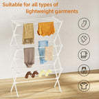 Drying Rack Clothing, 3-Tier Clothes Drying Rack Foldable, Antirust Laundry Drying Rack Collapsible Use for Indoor & Outdoor, 11.8" D x 34.6" W x 35.4" H, White