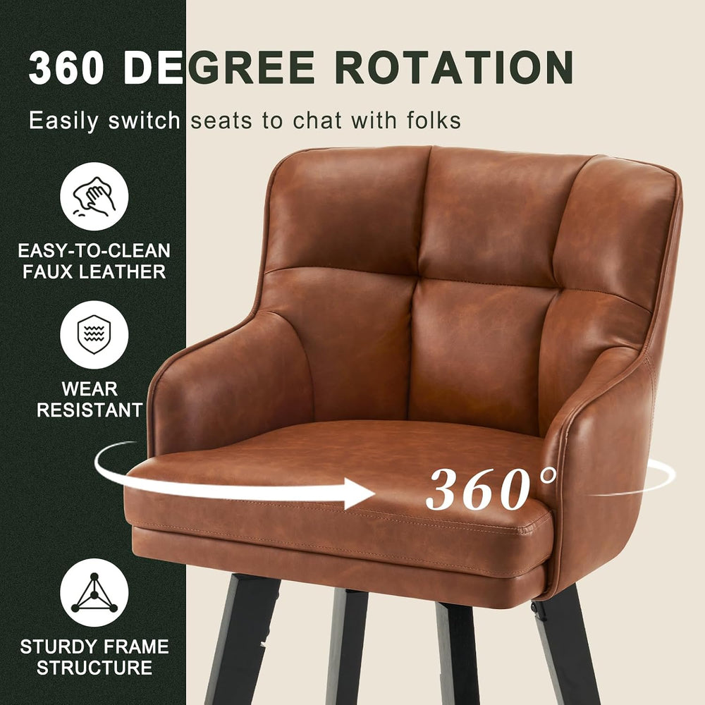 SAECKBERG 360°Swivel Counter Height Bar Stools with Back, 26 inch Solid Wood ...