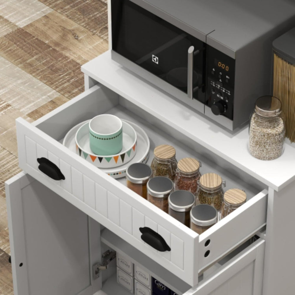 49" Kitchen Microwave Cabinet/Stand with Storage and Drawers, Pantry Sto...