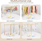 POVETIRE Baby Headband Holder Hair Bow Organizer for Girls,Metal Hair Ties Display Nylon Hairband Storage Head Wrap Stand Hair Accessories Organizer for Newborn Infant Toddler Kids