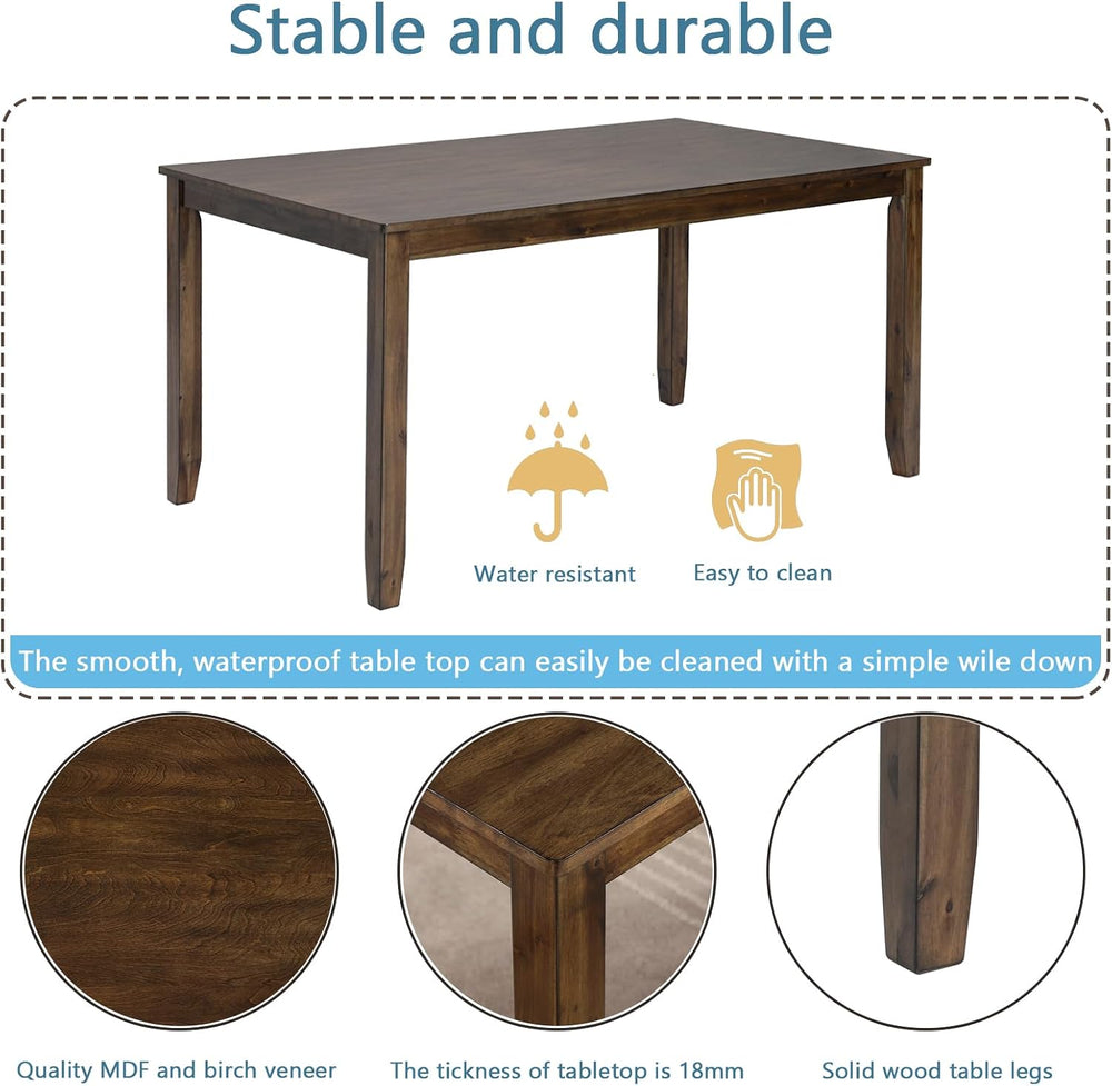 RuiSiSi Farmhouse 5 Piece Dining Table Set, Rectangular Kitchen Table with 4 ...